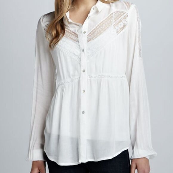 Free People Tops - Free People Wild Wind white lace blouse small